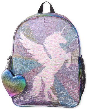 Girls Metallic Flip Sequin Unicorn Backpack